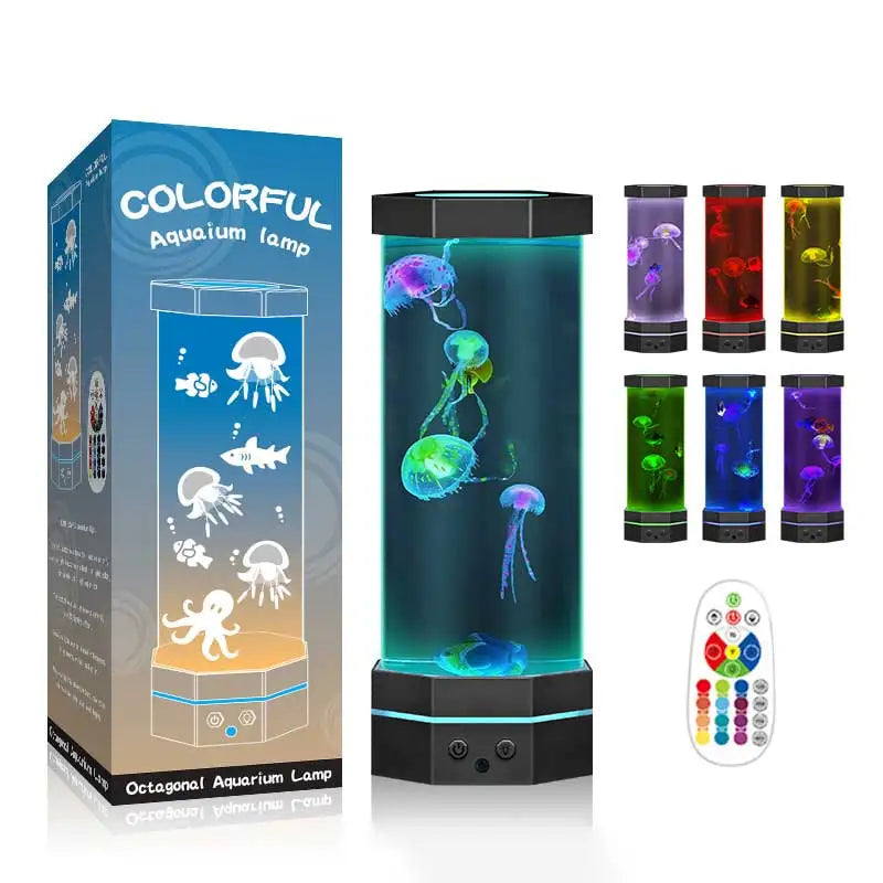 Jellyfish Lava Lamp 17 Colors Changing Jellyfish Lamp With Remote Control USB Plug-in Bubble Fish Lamp Kids Night Light