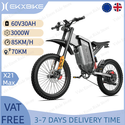 EKX X21 Max Electric Motorcycles 3000W Brushless Motors 60V30AH Lithium Battery Speed 85Km/h Adult Off Road E-Motorcycle