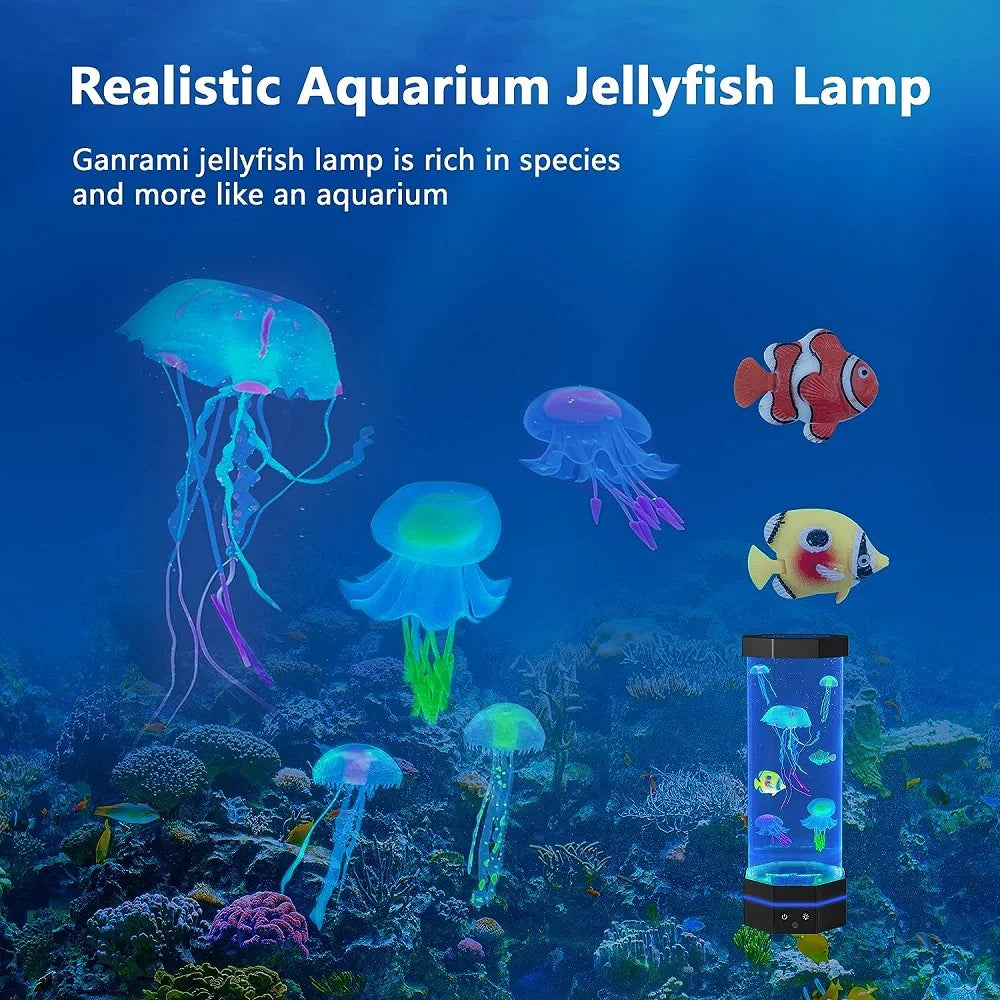 Jellyfish Lava Lamp 17 Colors Changing Jellyfish Lamp With Remote Control USB Plug-in Bubble Fish Lamp Kids Night Light