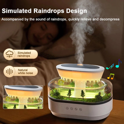 Humidificador con sonido de lluvia Humidifier y aceites ensenciales