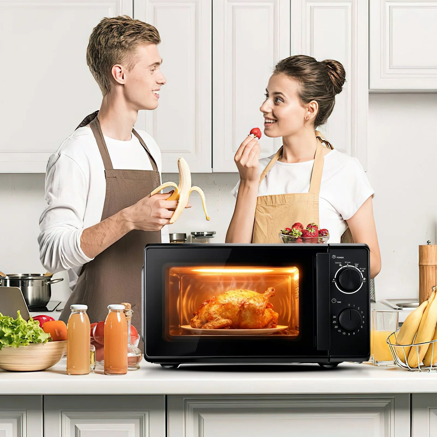 Compact 20L microwave oven with 700W power, easy turn Knob operation, 30-minute timer & defrost function, 243x46x353mm