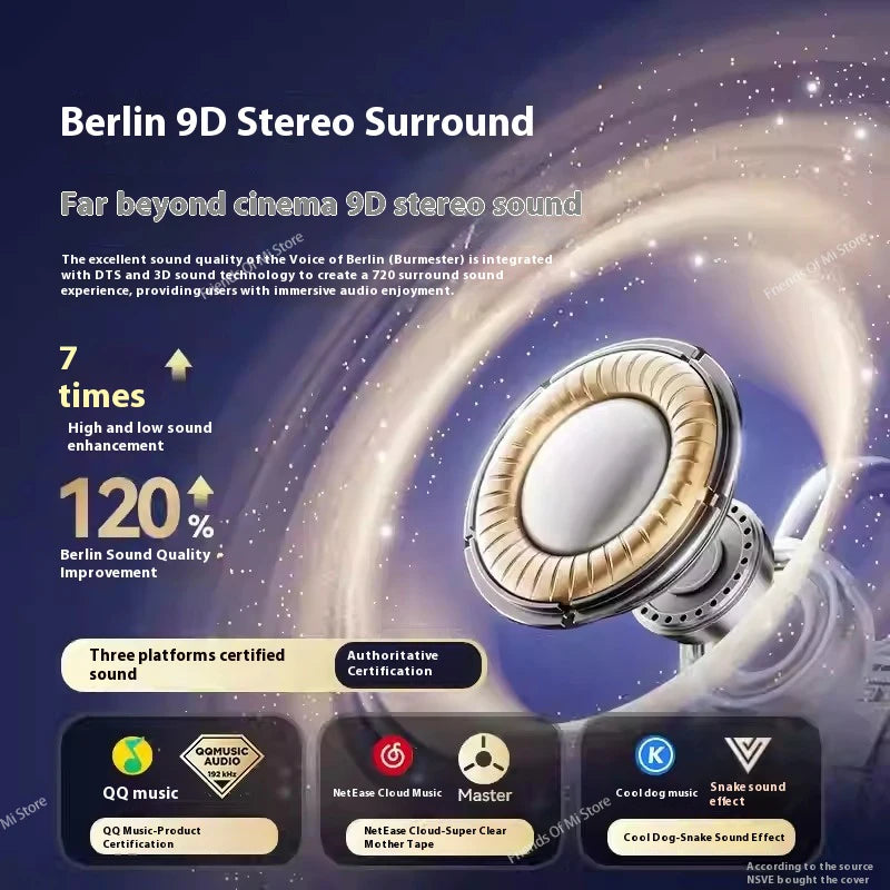 Xiaomi Upgraded Dual Bluetooth Earbuds with Berlin 9D Stereo Sound 24H Comfort Fit Noise Leak-Proof Technology IPX5 Waterproof