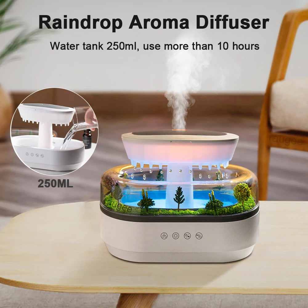Humidificador con sonido de lluvia Humidifier y aceites ensenciales