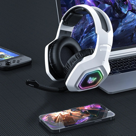 Wireless Gaming Headset 2.4GHz/BT 5.3/Wired Gaming Headphones with Mic Gamer Headphones RGB Light for PS4/PC/Laptop